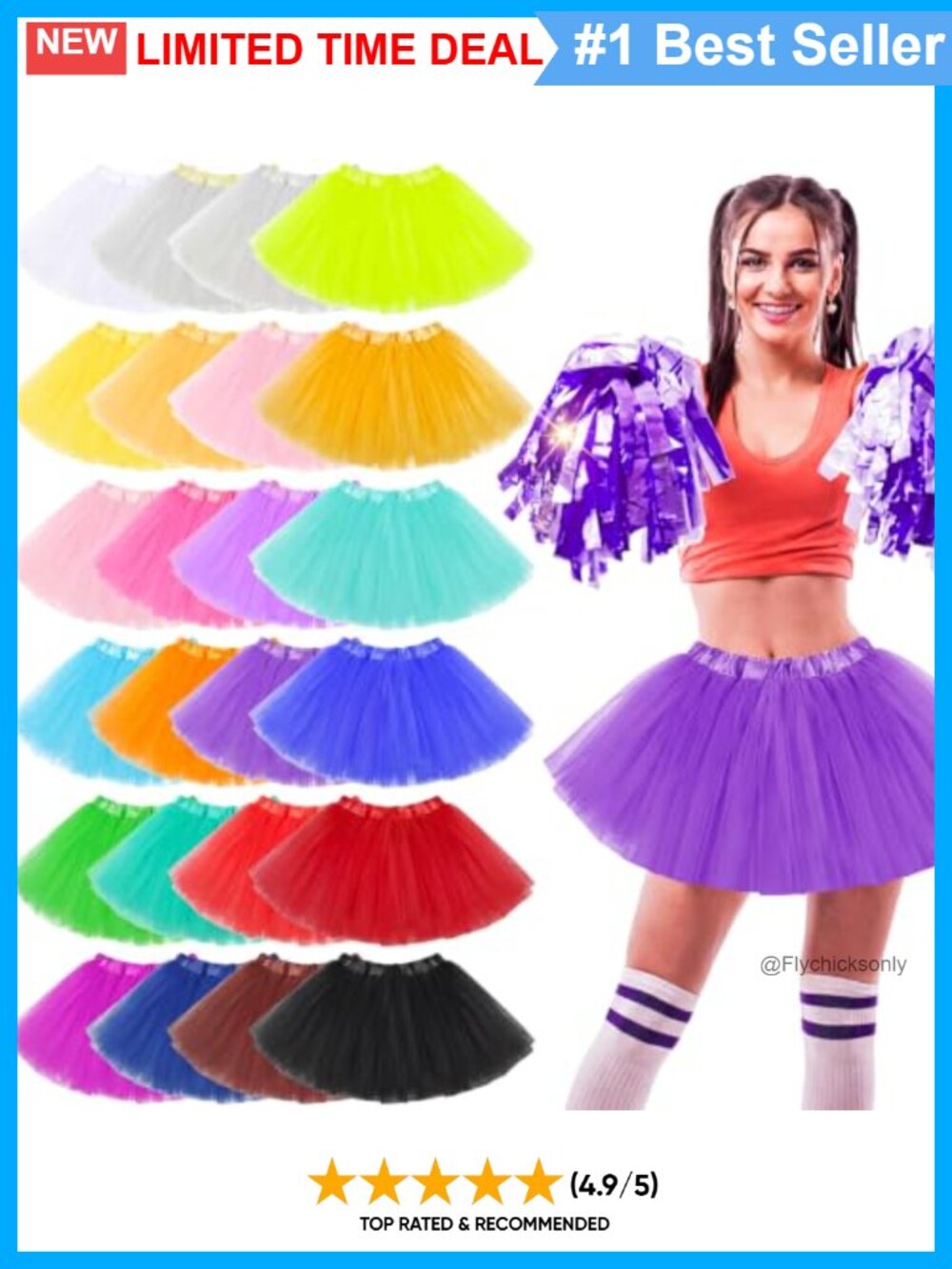 24 Pc Tulle Tutu Skirts Satin Elastic Waist Dance Halloween Costume